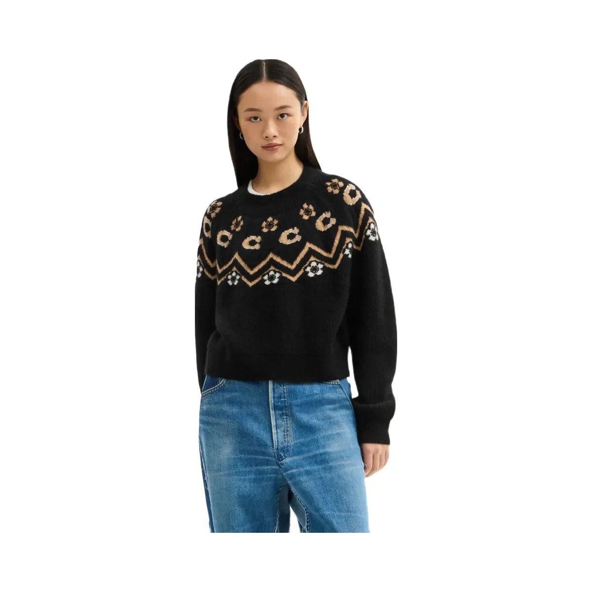Coach Signature Fairisle Crewneck Sweater Black - HypeFly India View 2