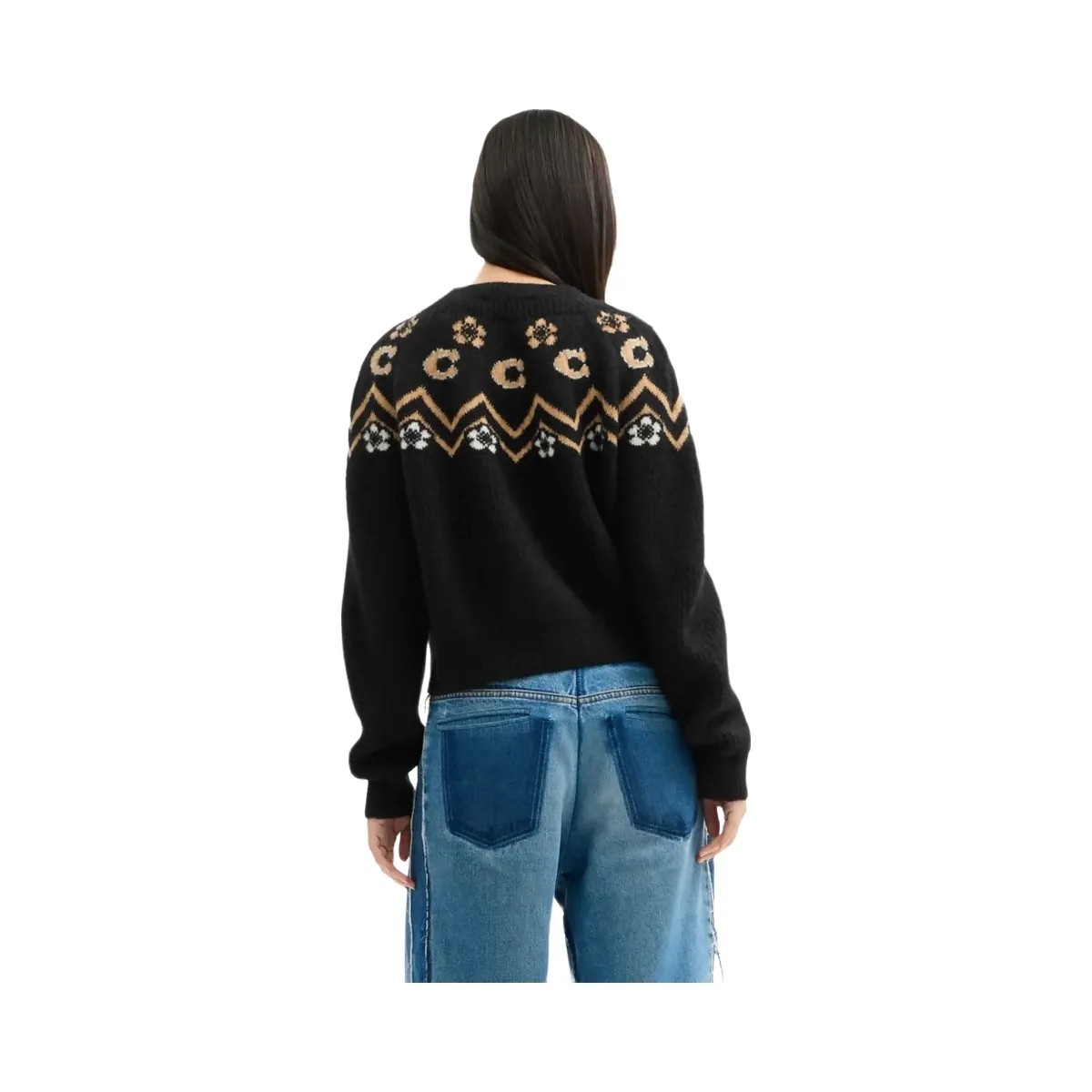 Coach Signature Fairisle Crewneck Sweater Black - HypeFly India View 3