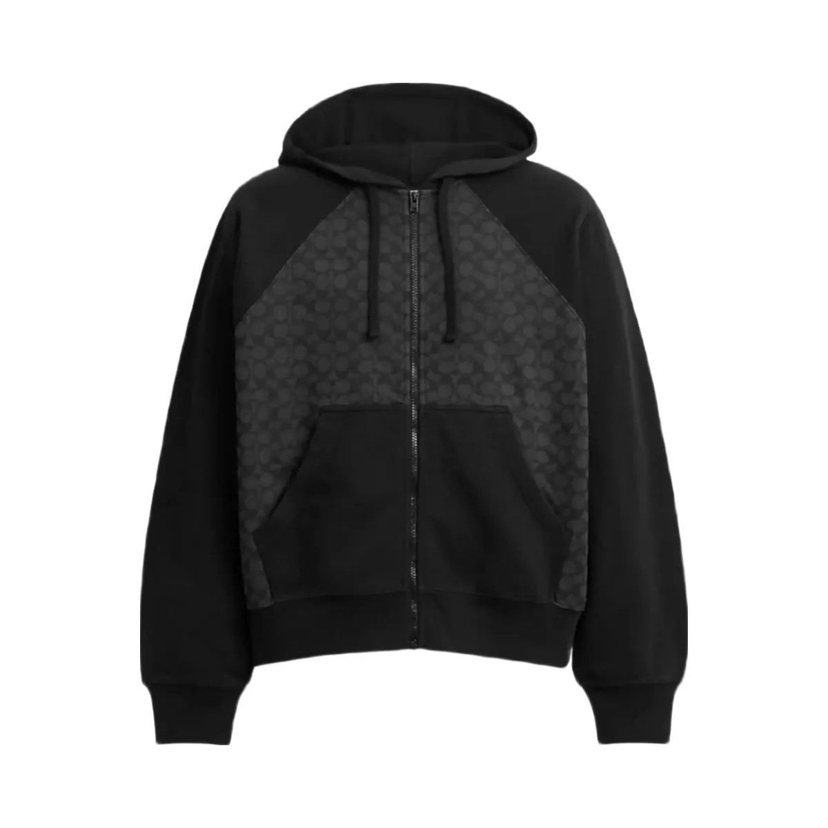 Coach Signature Full Zip Hoodie In Organic Cotton Charcoal Signature - HypeFly India View 1