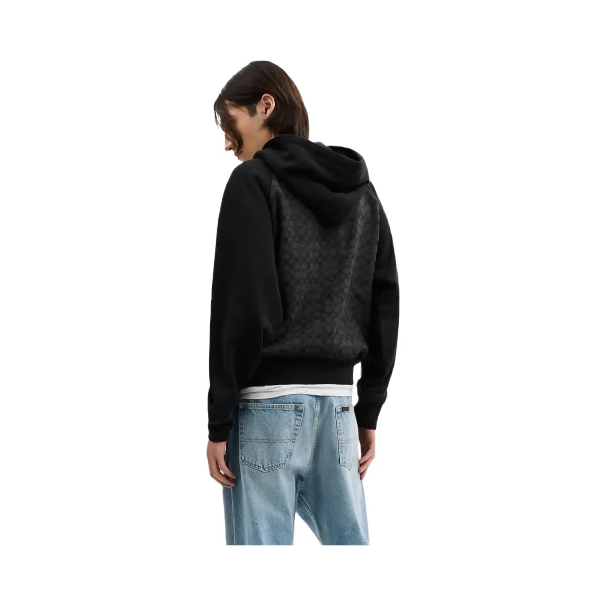 Coach Signature Full Zip Hoodie In Organic Cotton Charcoal Signature - HypeFly India View 3