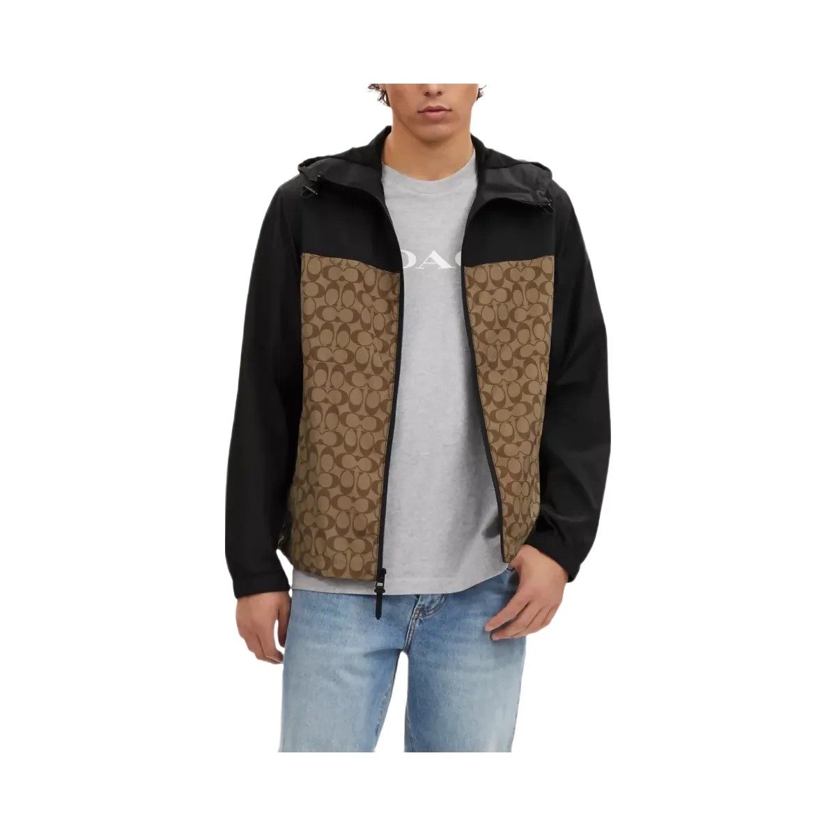 Coach Signature Full Zip Windbreaker in Khaki Signature - HypeFly India View 2
