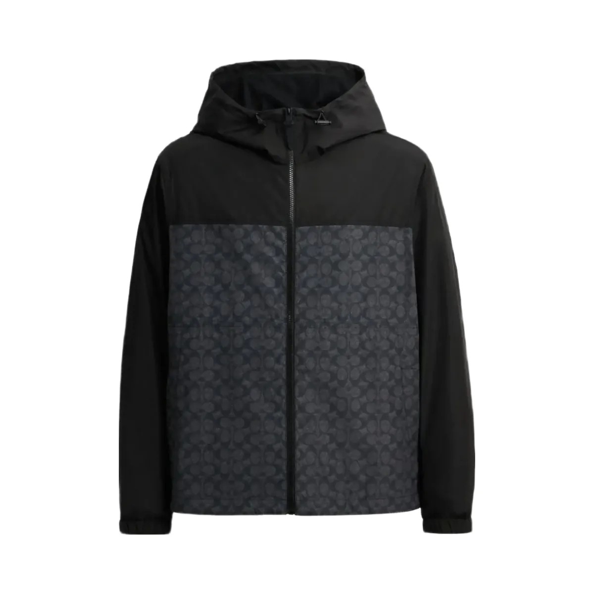 Coach Signature Full Zip Windbreaker In Recycled Polyester Charcoal Signature - HypeFly India View 1