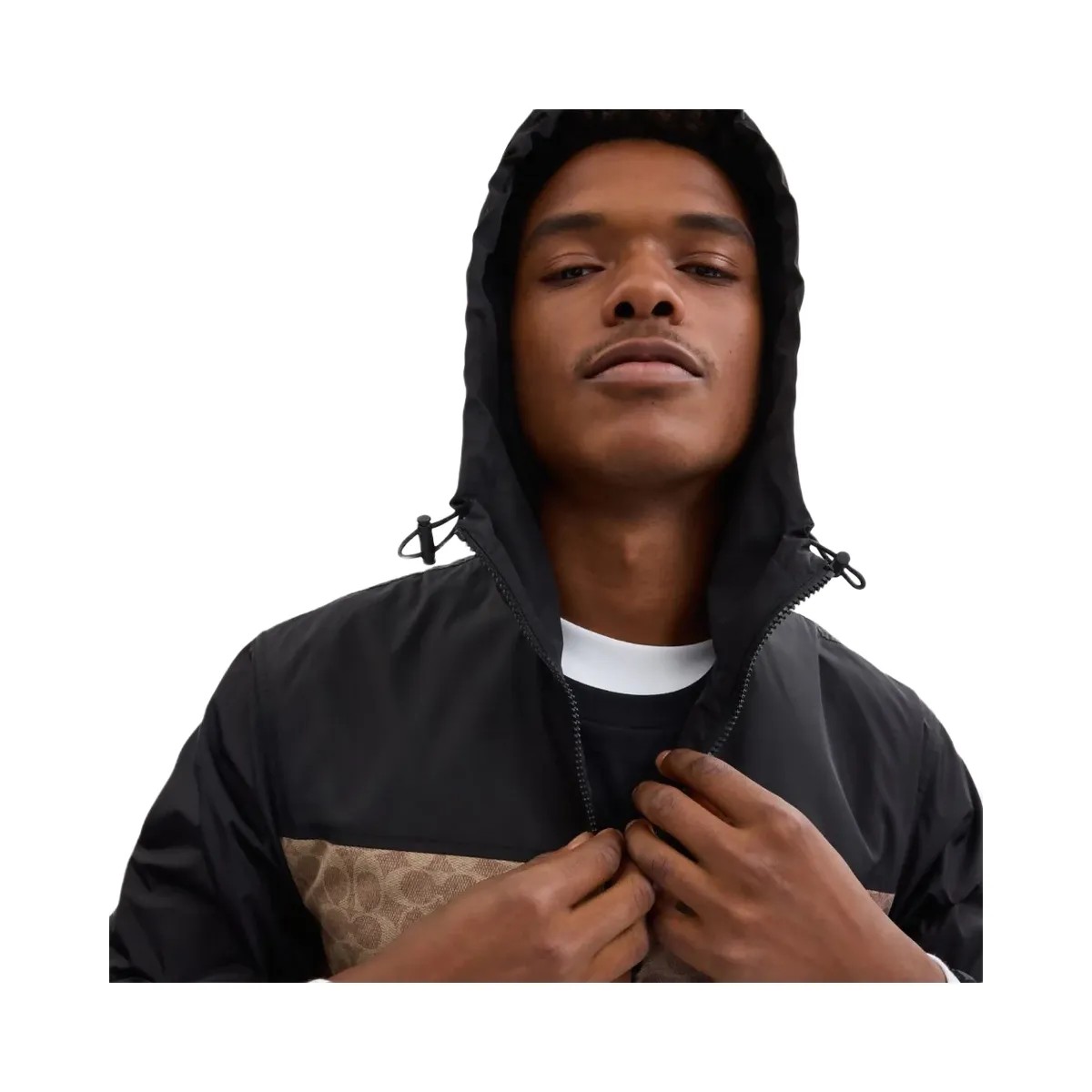 Coach Signature Full Zip Windbreaker In Recycled Polyester Tan Signature - HypeFly India View 4