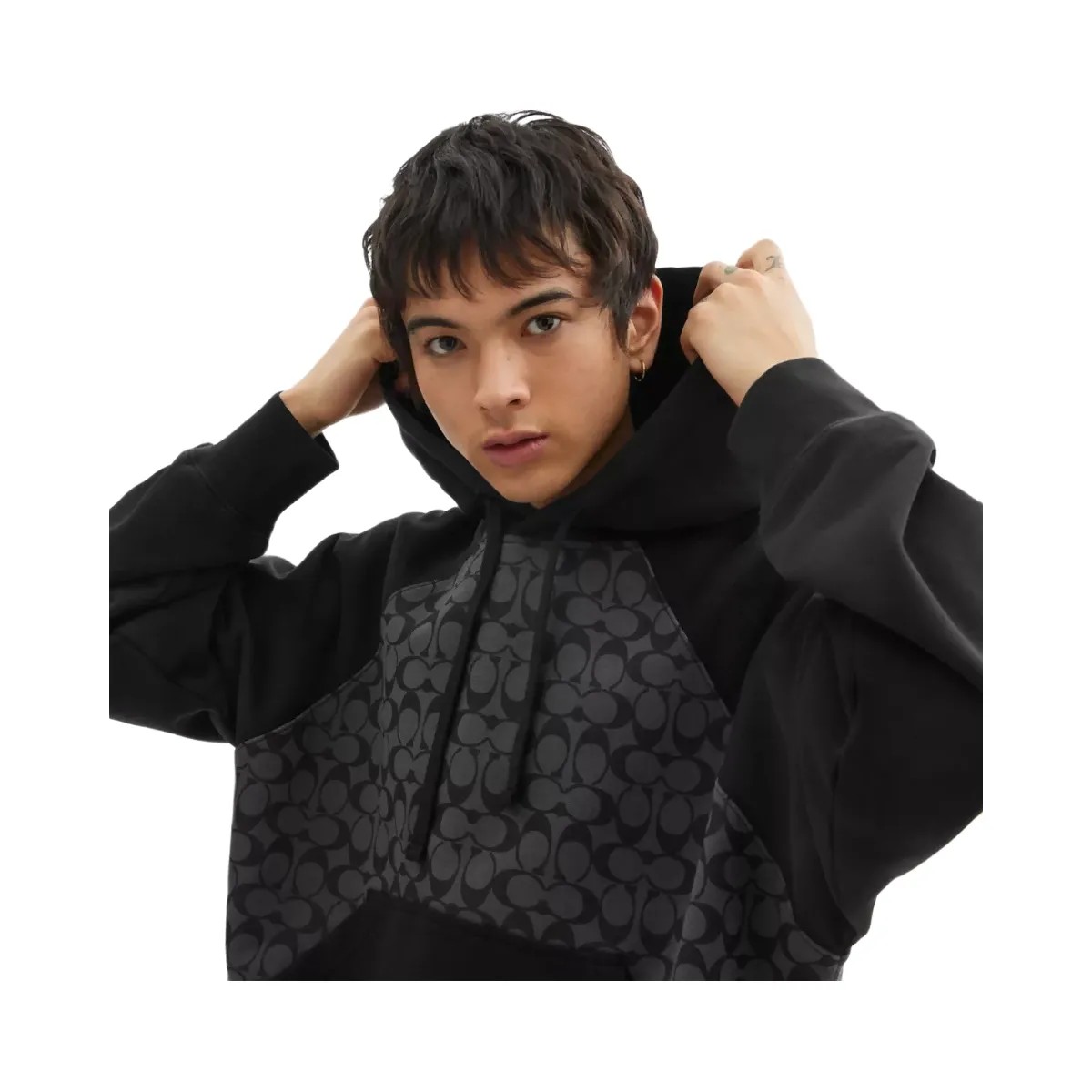 Coach Signature Hoodie in Charcoal Signature - HypeFly India View 4