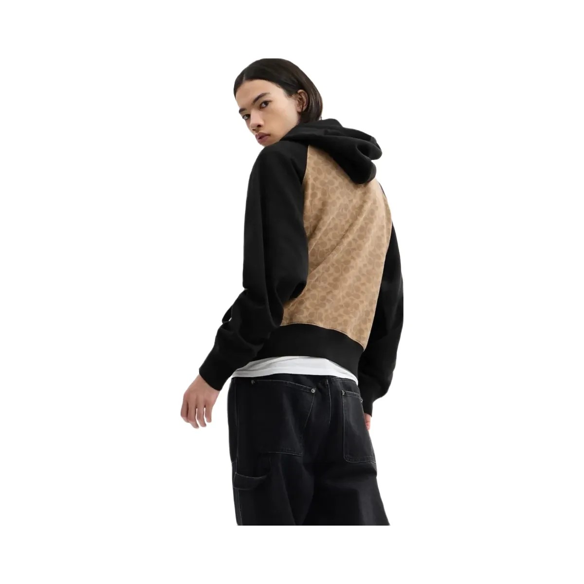 Coach Signature Hoodie In Organic Cotton Tan Signature - HypeFly India View 3