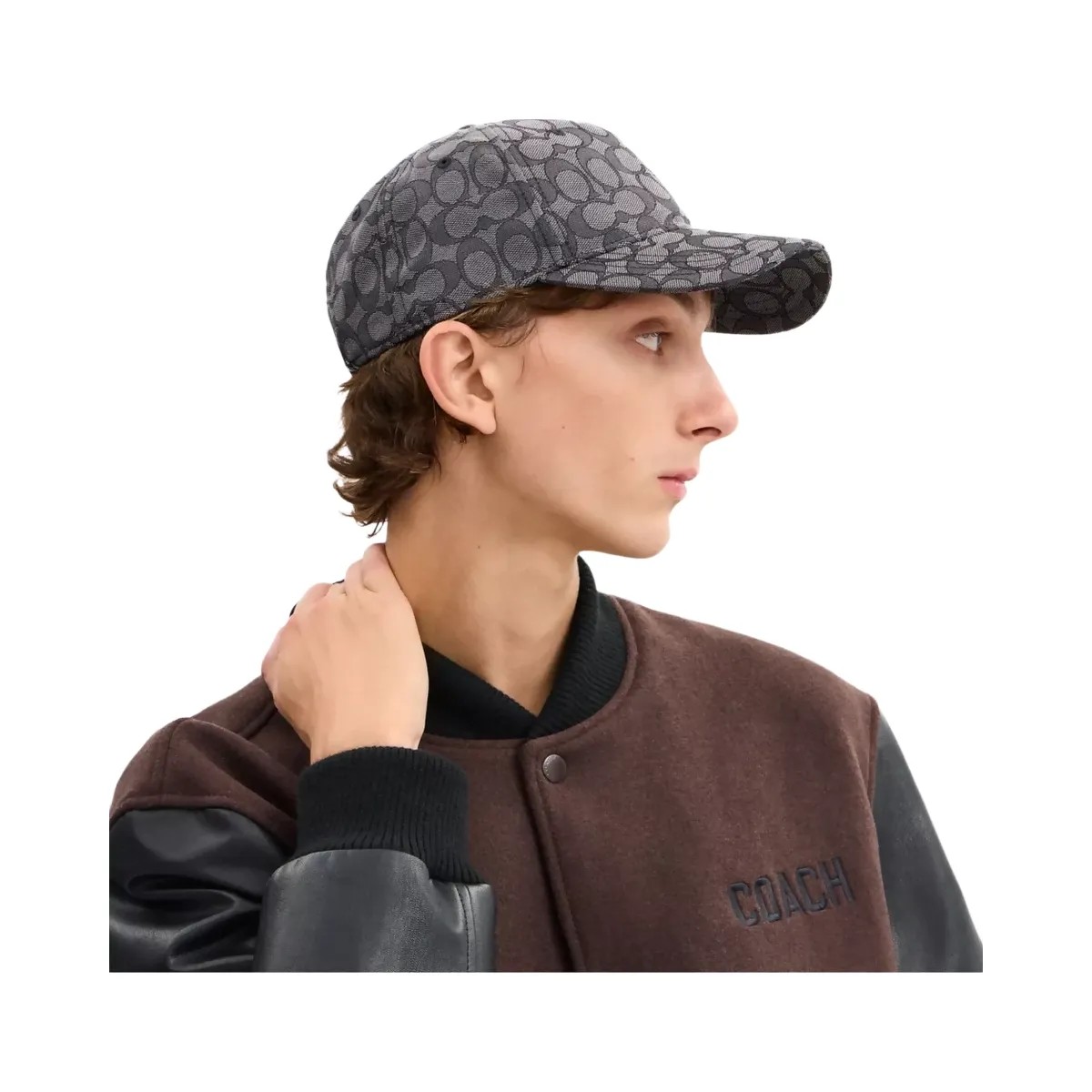 Coach Signature Jacquard Baseball Hat in Charcoal - HypeFly India View 3