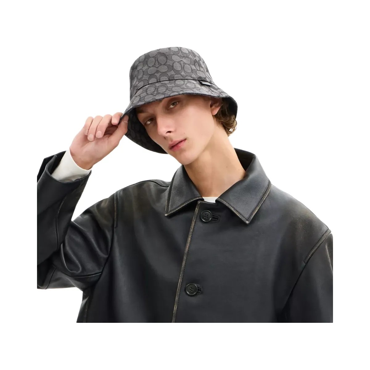 Coach Signature Jacquard Bucket Hat in Charcoal - HypeFly India View 3