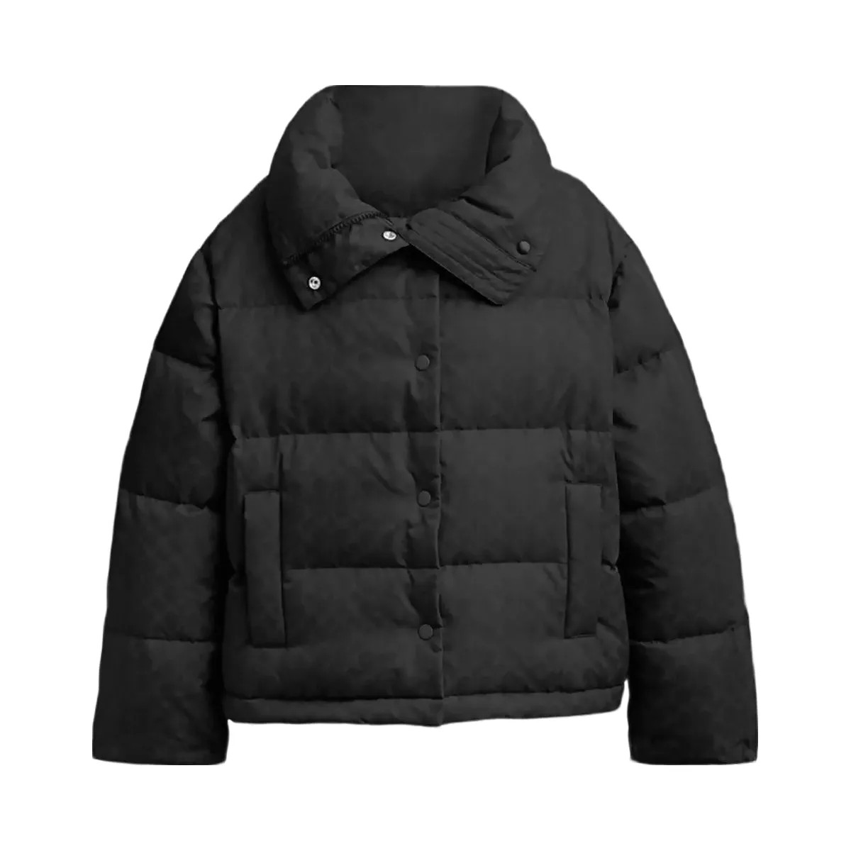 Coach Signature Jacquard Short Puffer In Recycled Polyamide Black - HypeFly India View 1