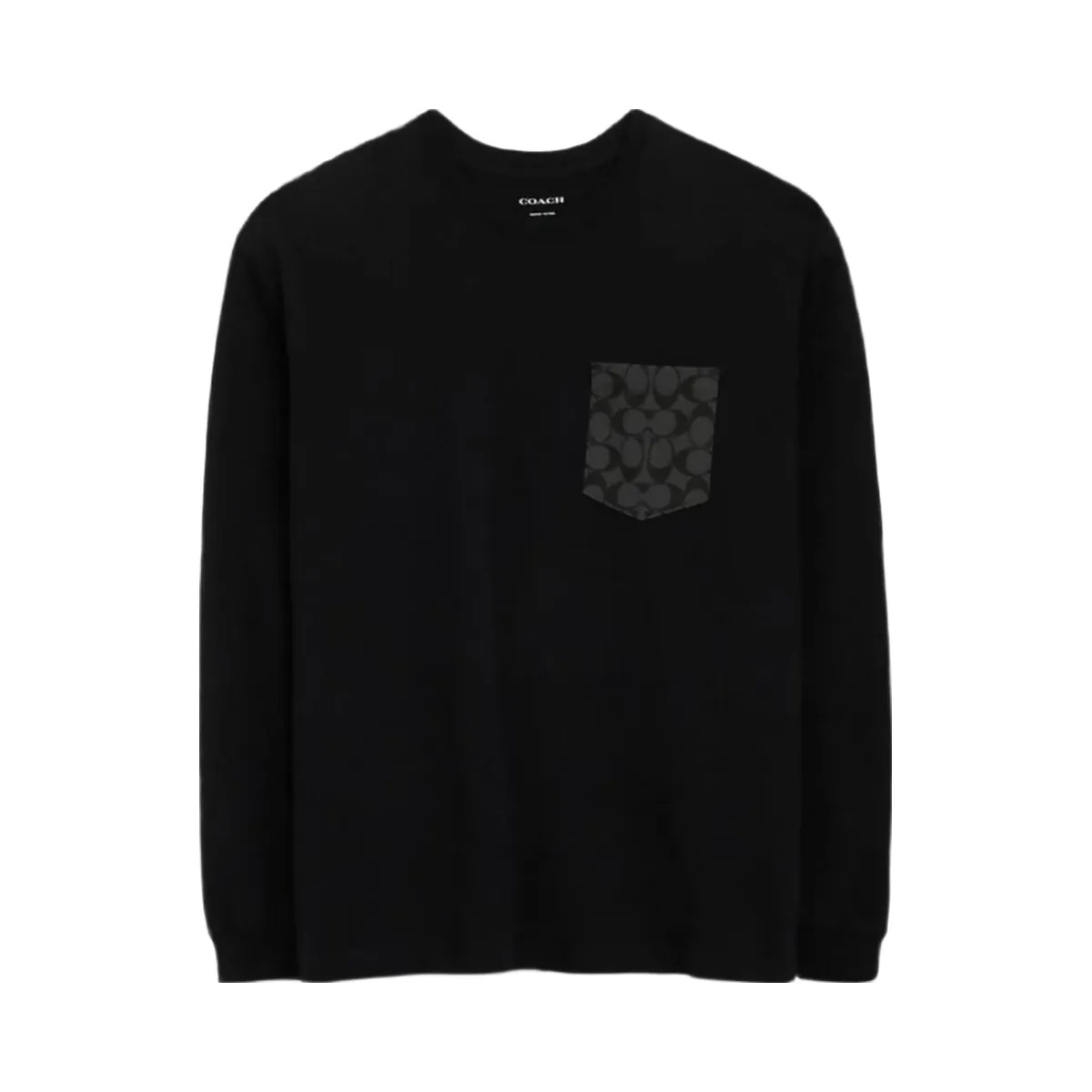Coach Signature Long Sleeve T Shirt In Organic Cotton Black - HypeFly India View 1