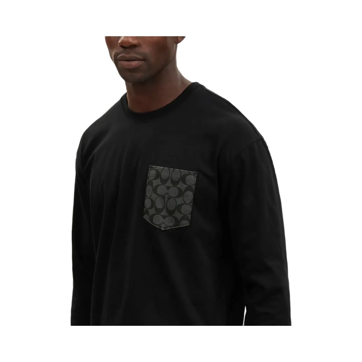 Coach Signature Long Sleeve T Shirt In Organic Cotton Black - HypeFly India View 4