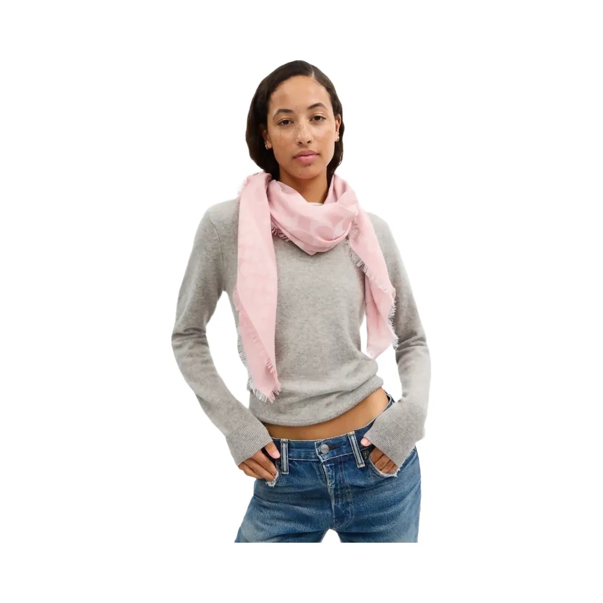 Coach Signature Oversized Square Scarf in Dusty Pink - HypeFly India View 2