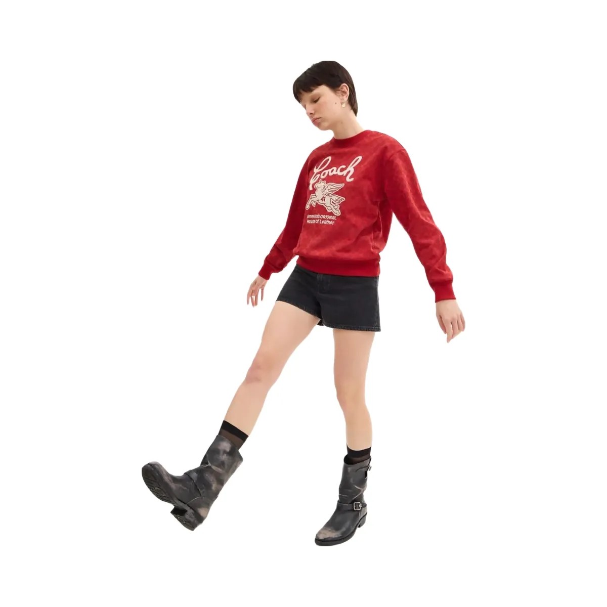 Coach Signature Pegasus Sweatshirt Red Signature - HypeFly India View 2
