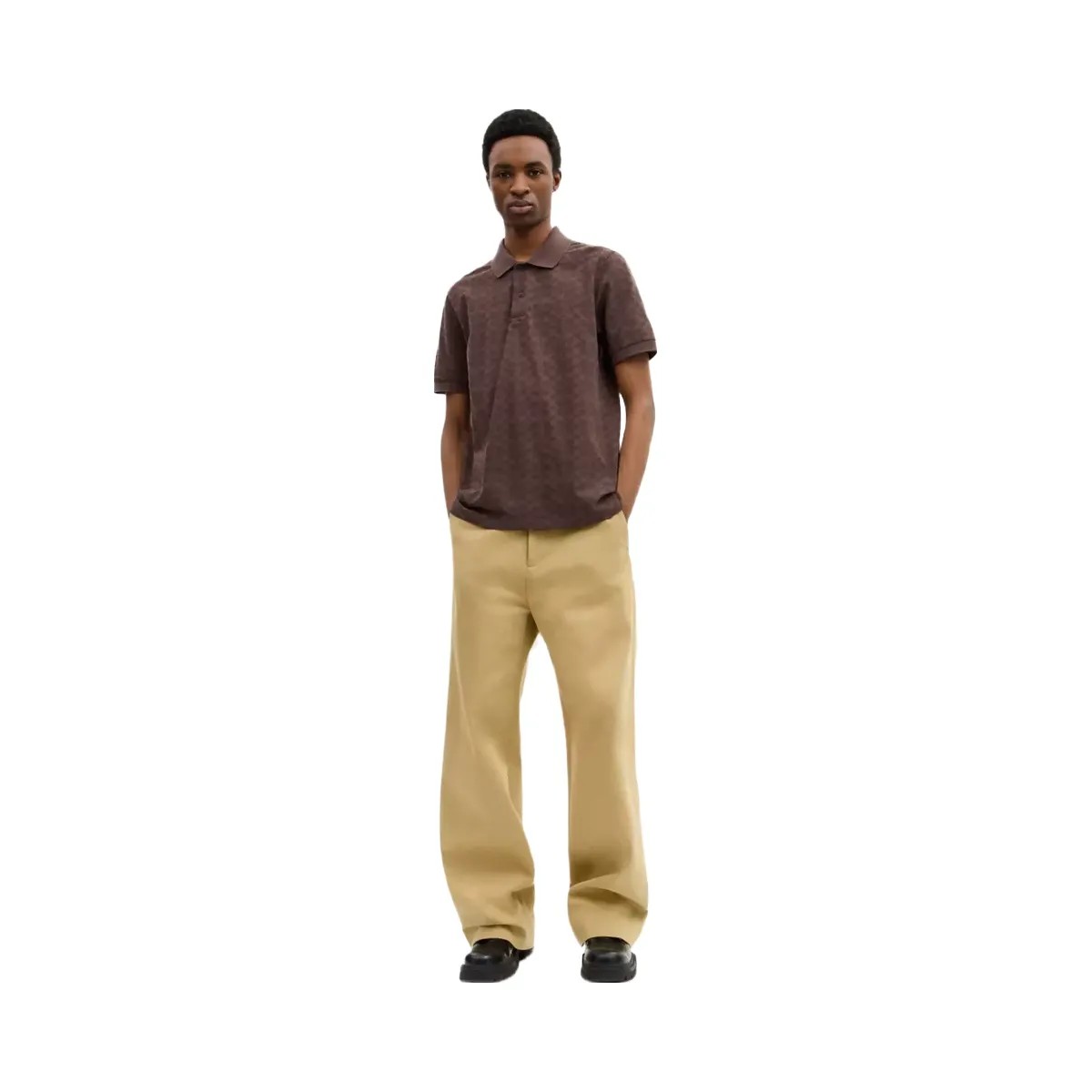 Coach Signature Polo In Organic Cotton in Brown Signature - HypeFly India View 2