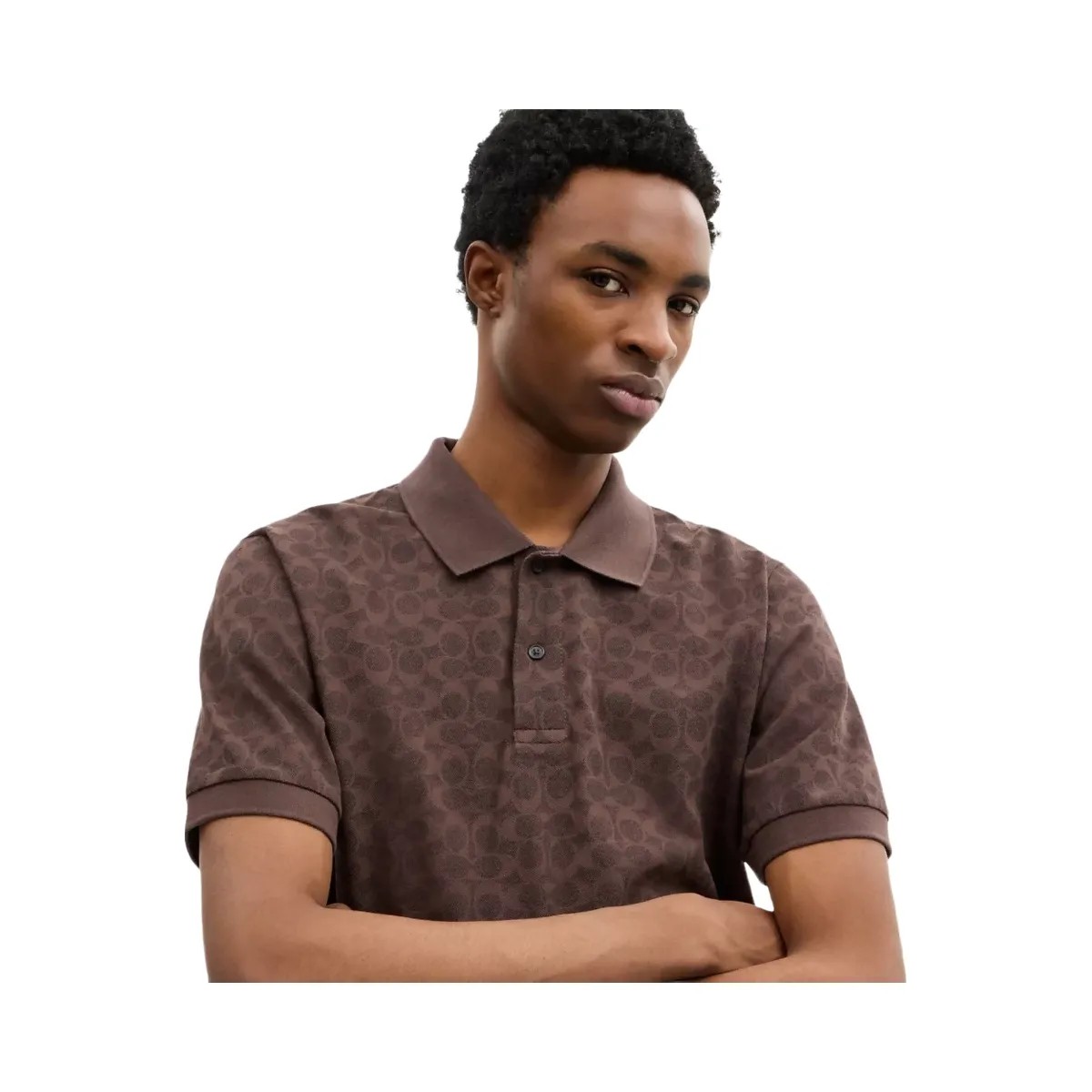 Coach Signature Polo In Organic Cotton in Brown Signature - HypeFly India View 4
