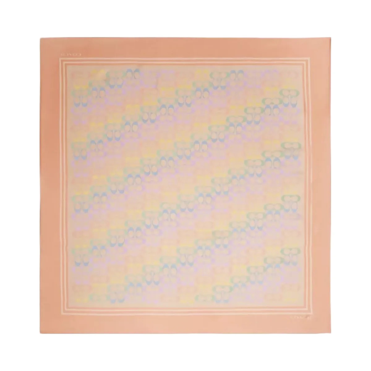 Coach Signature Rainbow Print Silk Square Scarf in Multi - HypeFly India View 1