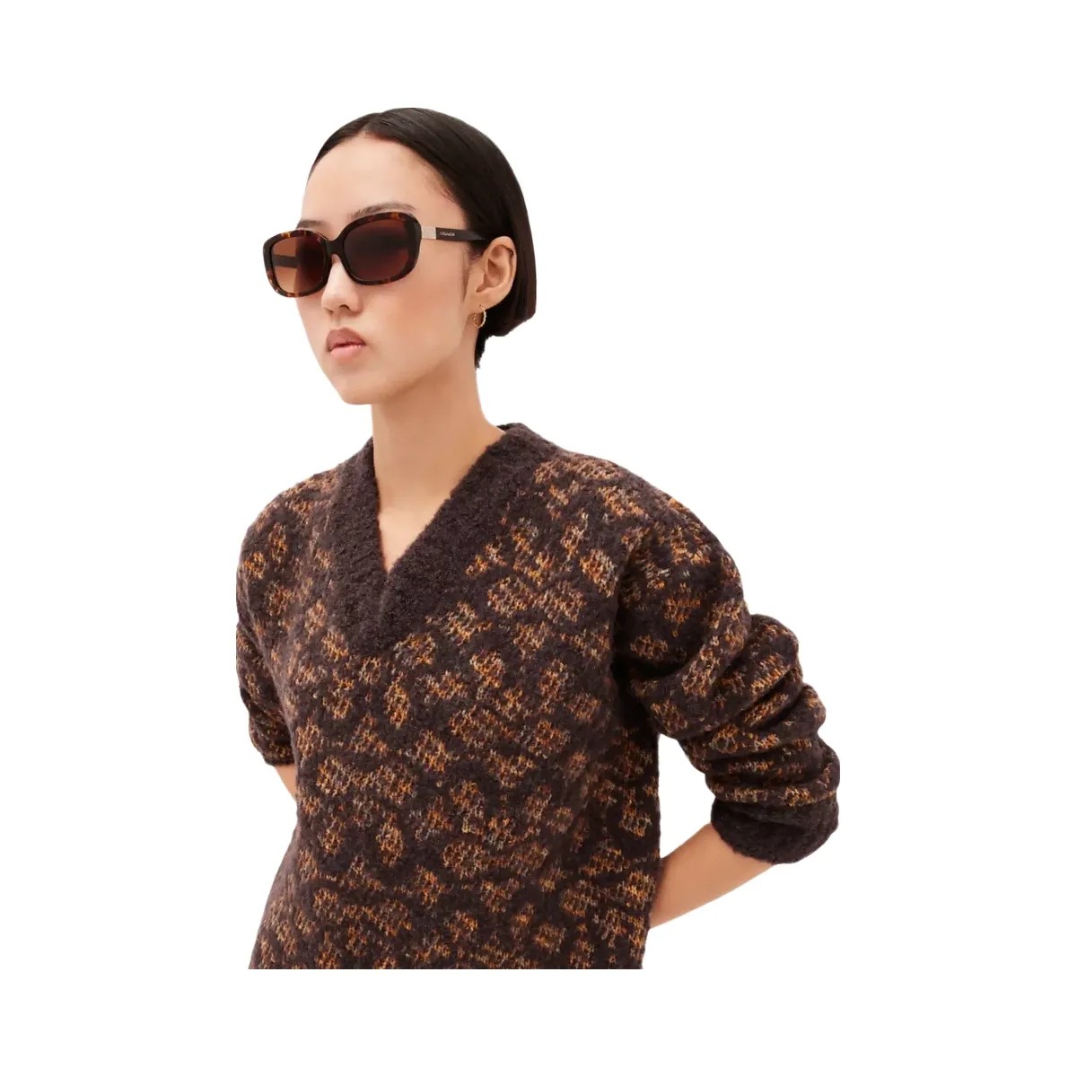 Coach Signature Rectangle Sunglasses in DARK TORTOISE - HypeFly India View 2