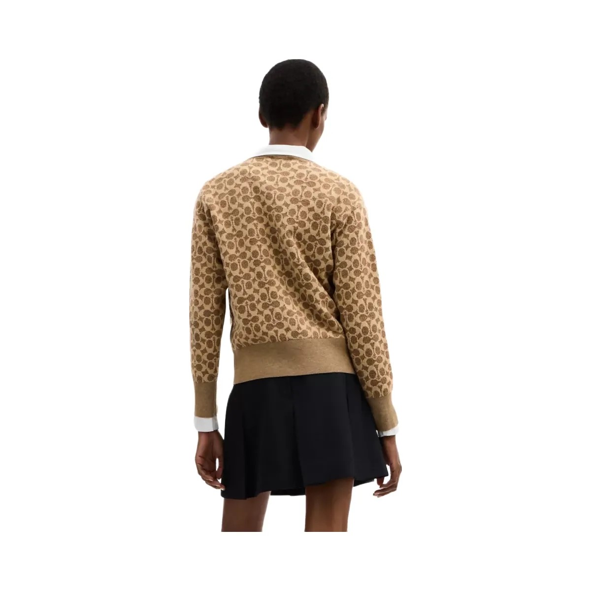 Coach Signature Relaxed V-Neck Cardigan in Tan Signature - HypeFly India View 3