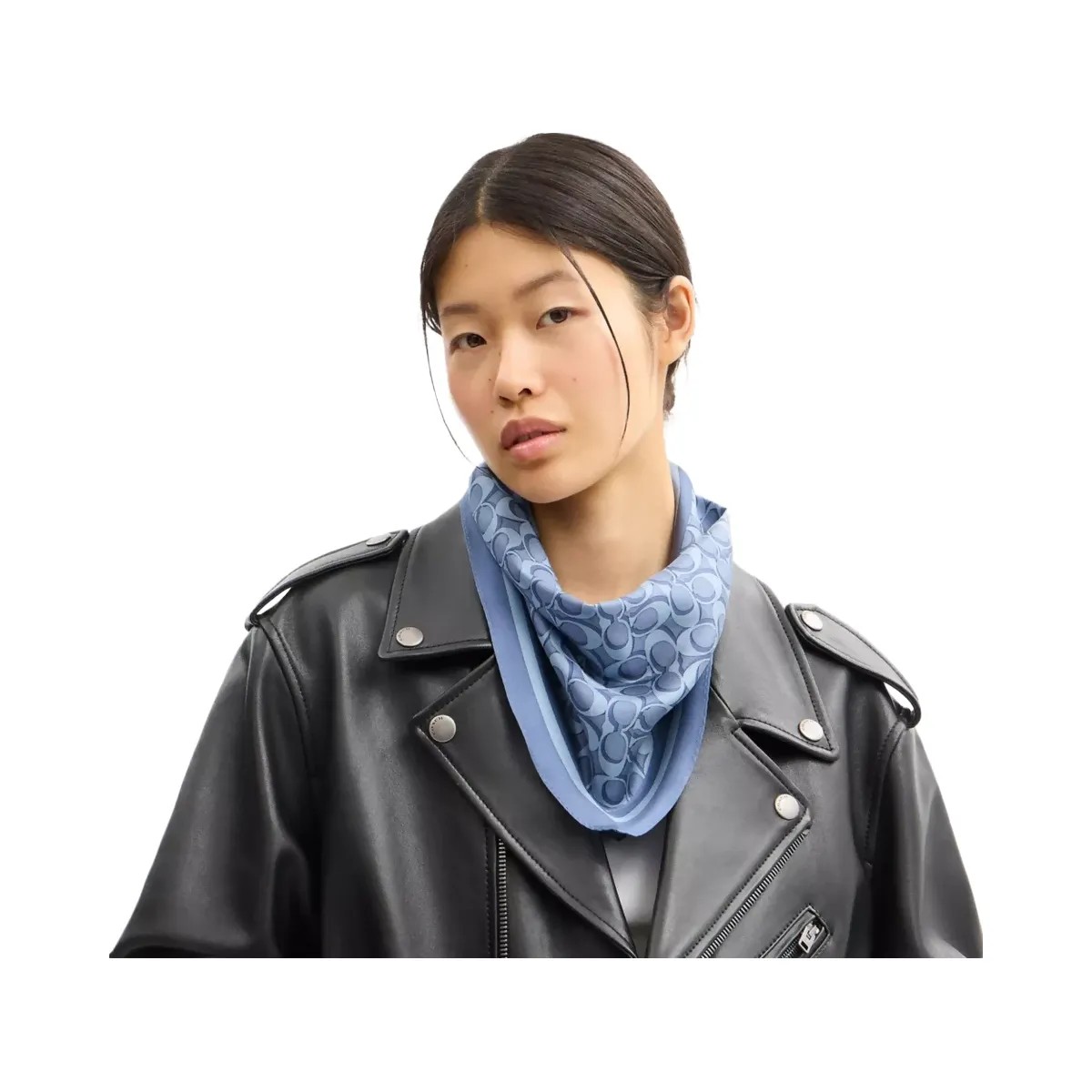 Coach Signature Silk Diamond Scarf in Light Denim - HypeFly India View 2