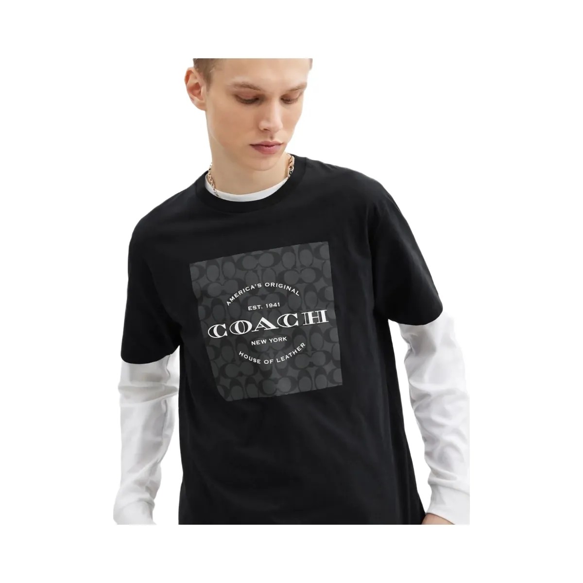 Coach Signature Square T Shirt In Organic Cotton Black - HypeFly India View 4