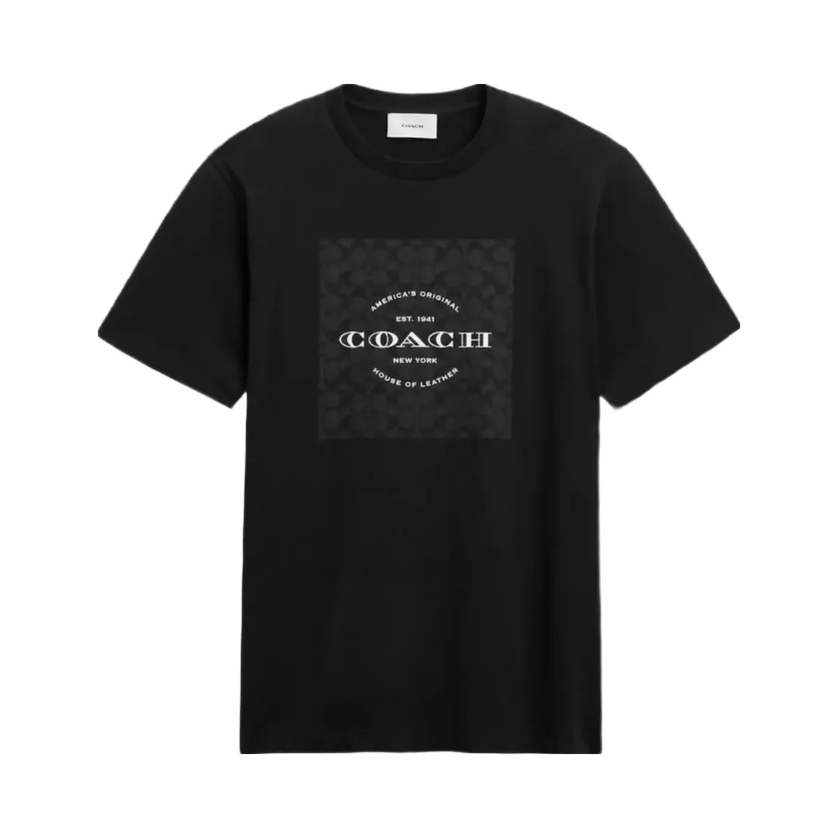 Coach Signature Square T-Shirt In Organic Cotton in Black - HypeFly India View 1