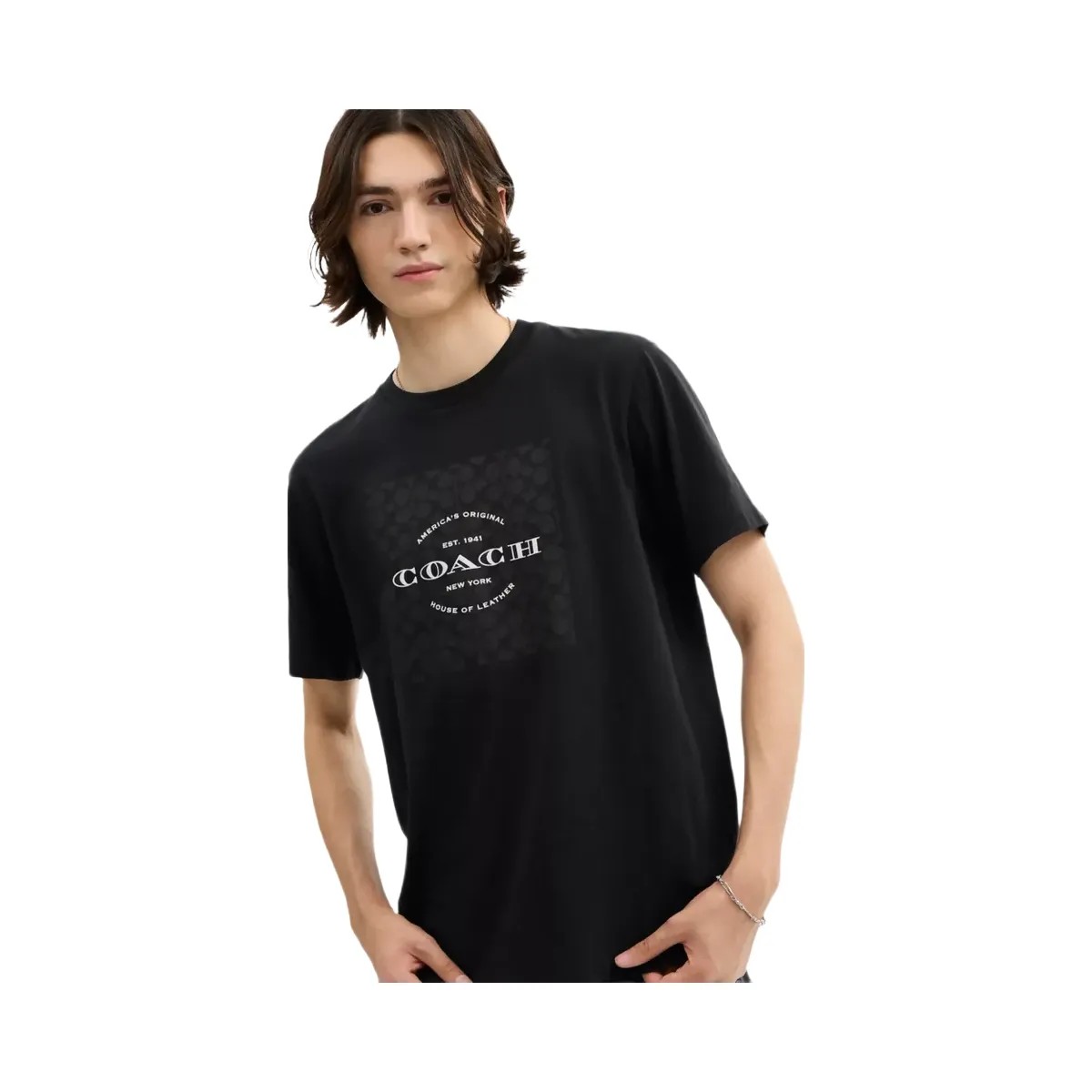 Coach Signature Square T-Shirt In Organic Cotton in Black - HypeFly India View 4
