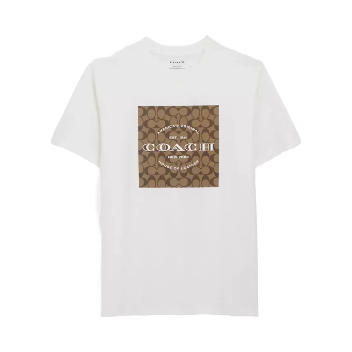Coach Signature Square T-Shirt In Organic Cotton in White - HypeFly India View 1