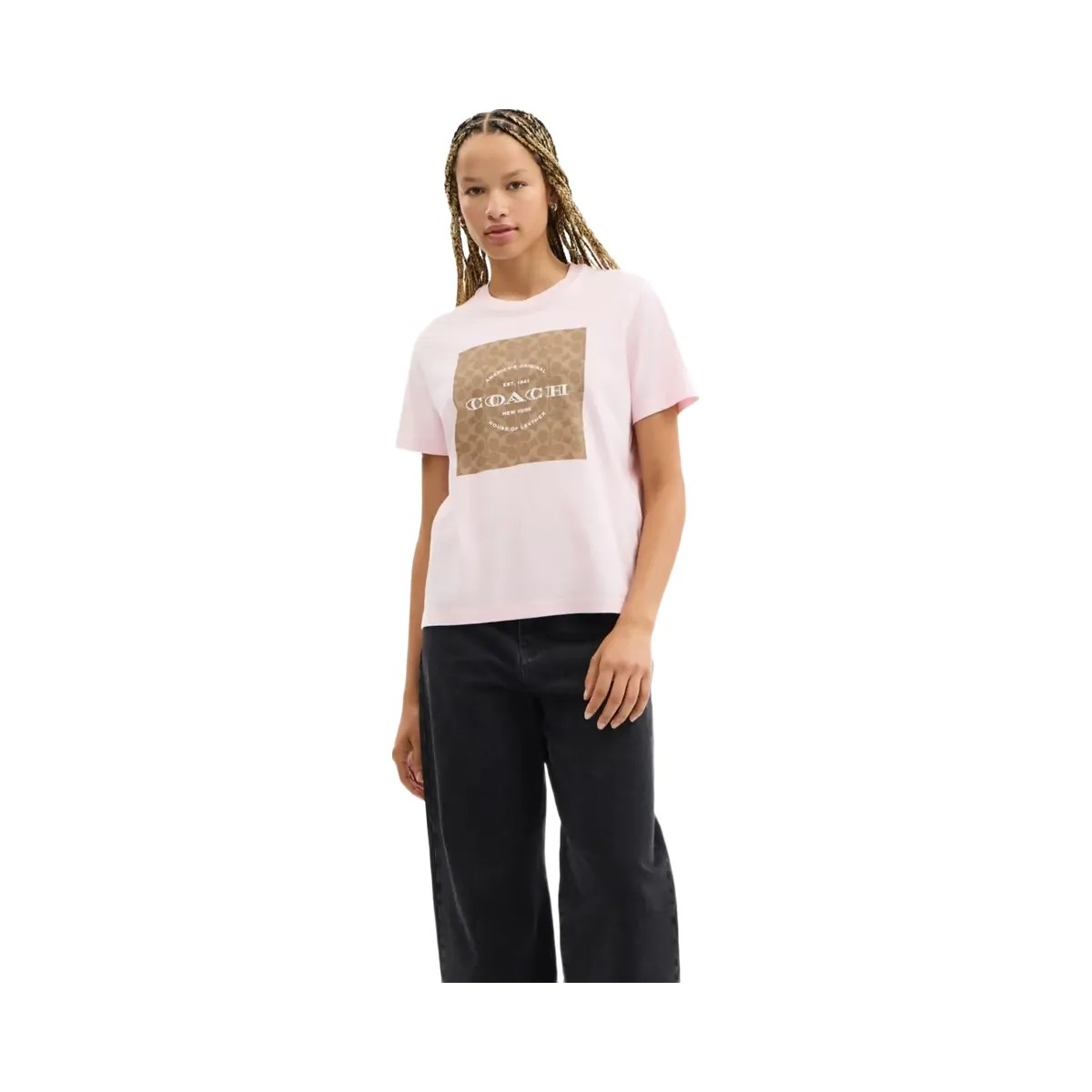 Coach Signature Square T Shirt Light Pink - HypeFly India View 2