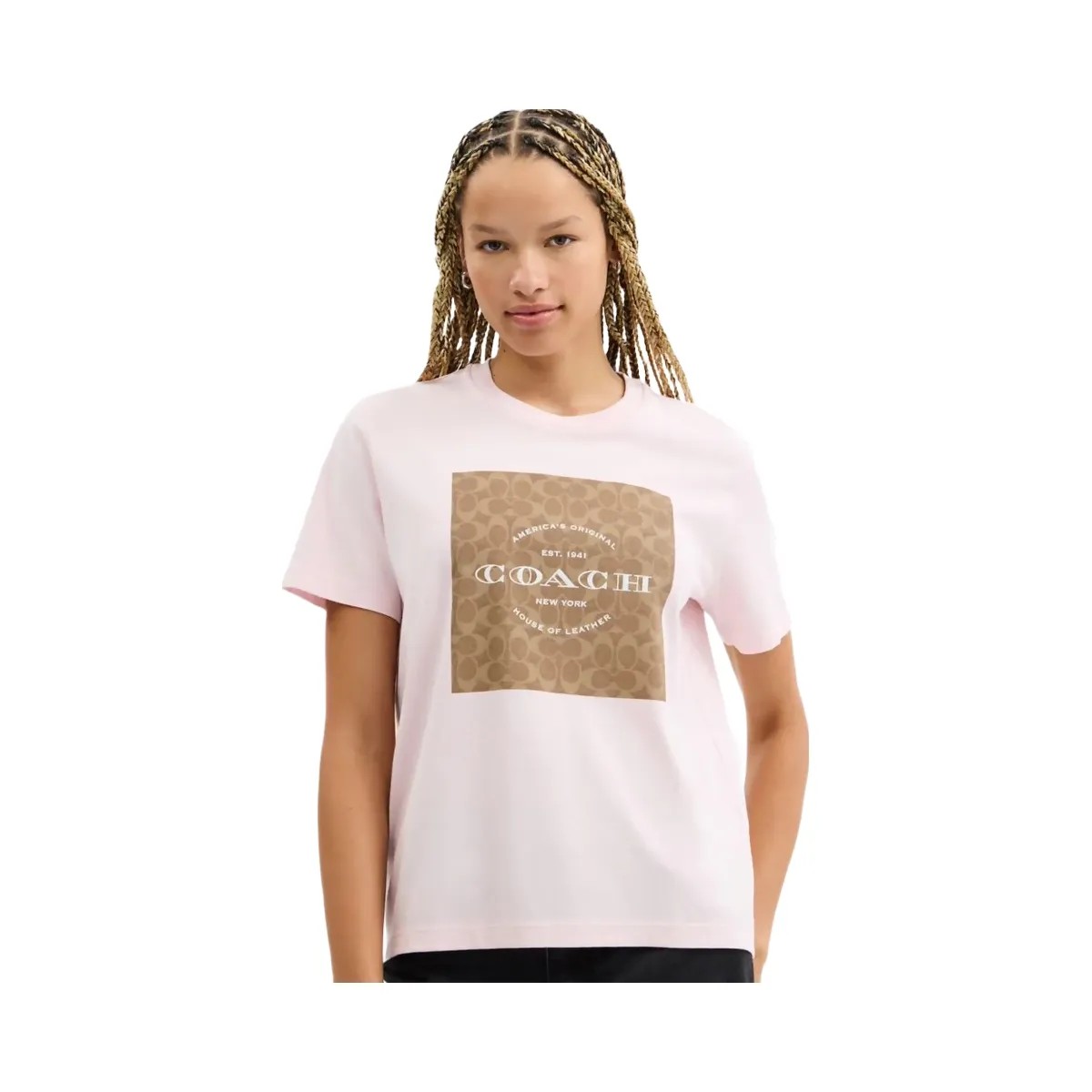 Coach Signature Square T Shirt Light Pink - HypeFly India View 4