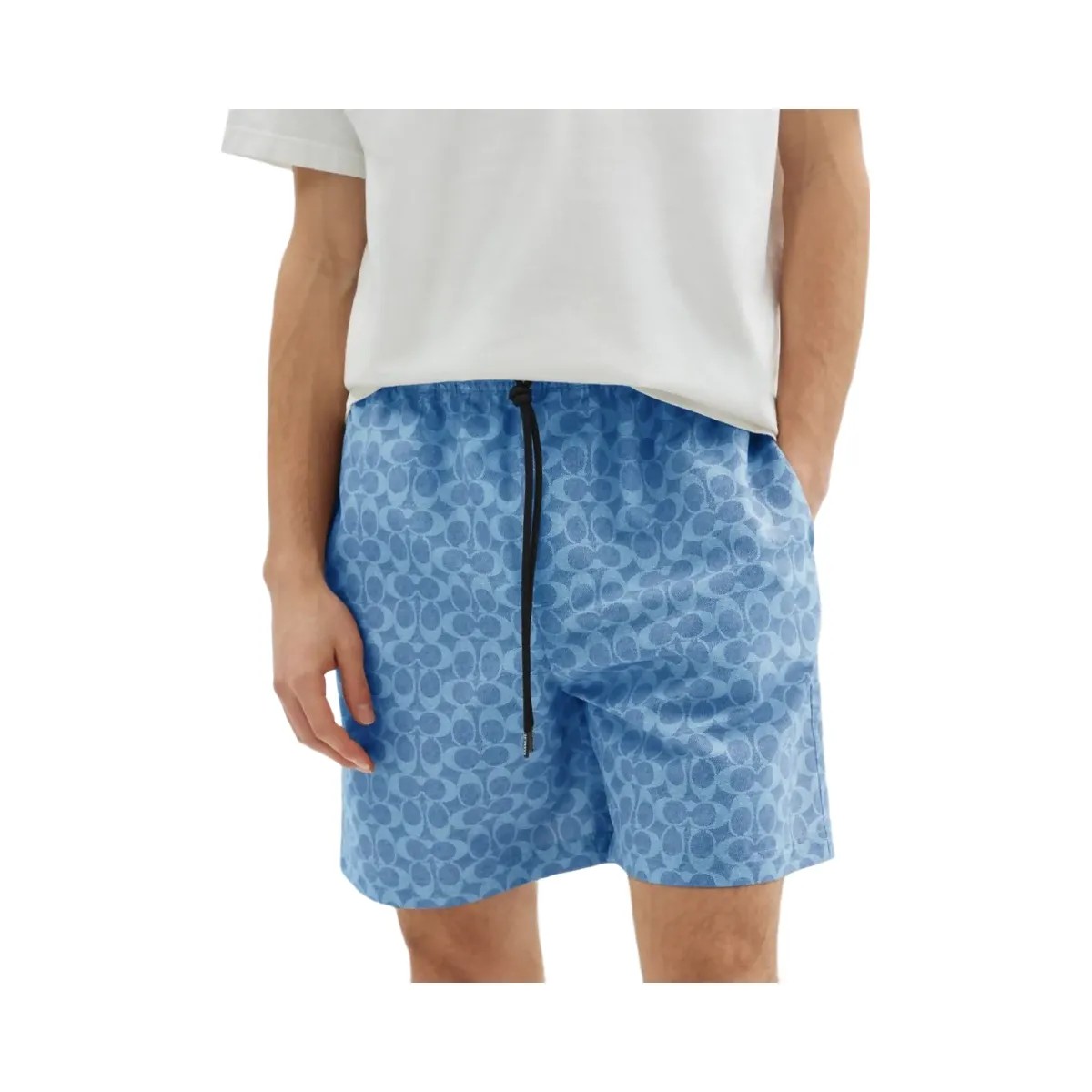 Coach Signature Swim Trunks In Recycled Polyester Denim Signature - HypeFly India View 4