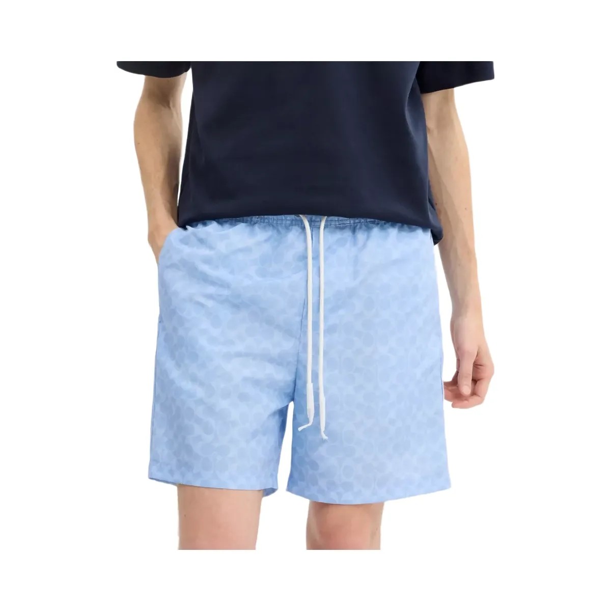 Coach Signature Swim Trunks In Recycled Polyester in Cerulean Light Blue - HypeFly India View 4