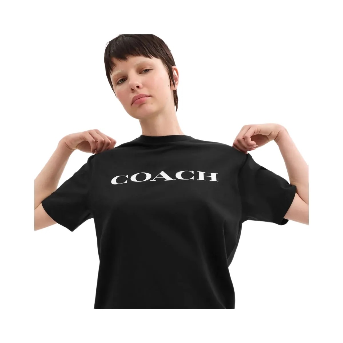 Coach Signature T Shirt In Organic Cotton Black - HypeFly India View 4