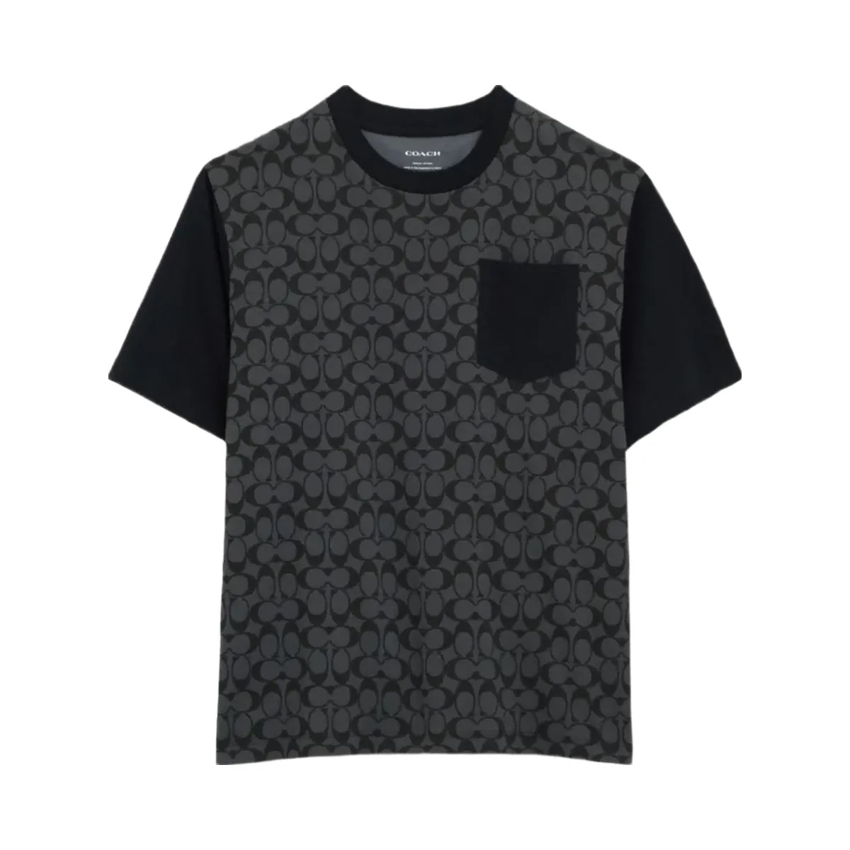 Coach Signature T Shirt In Organic Cotton Charcoal Signature - HypeFly India View 1