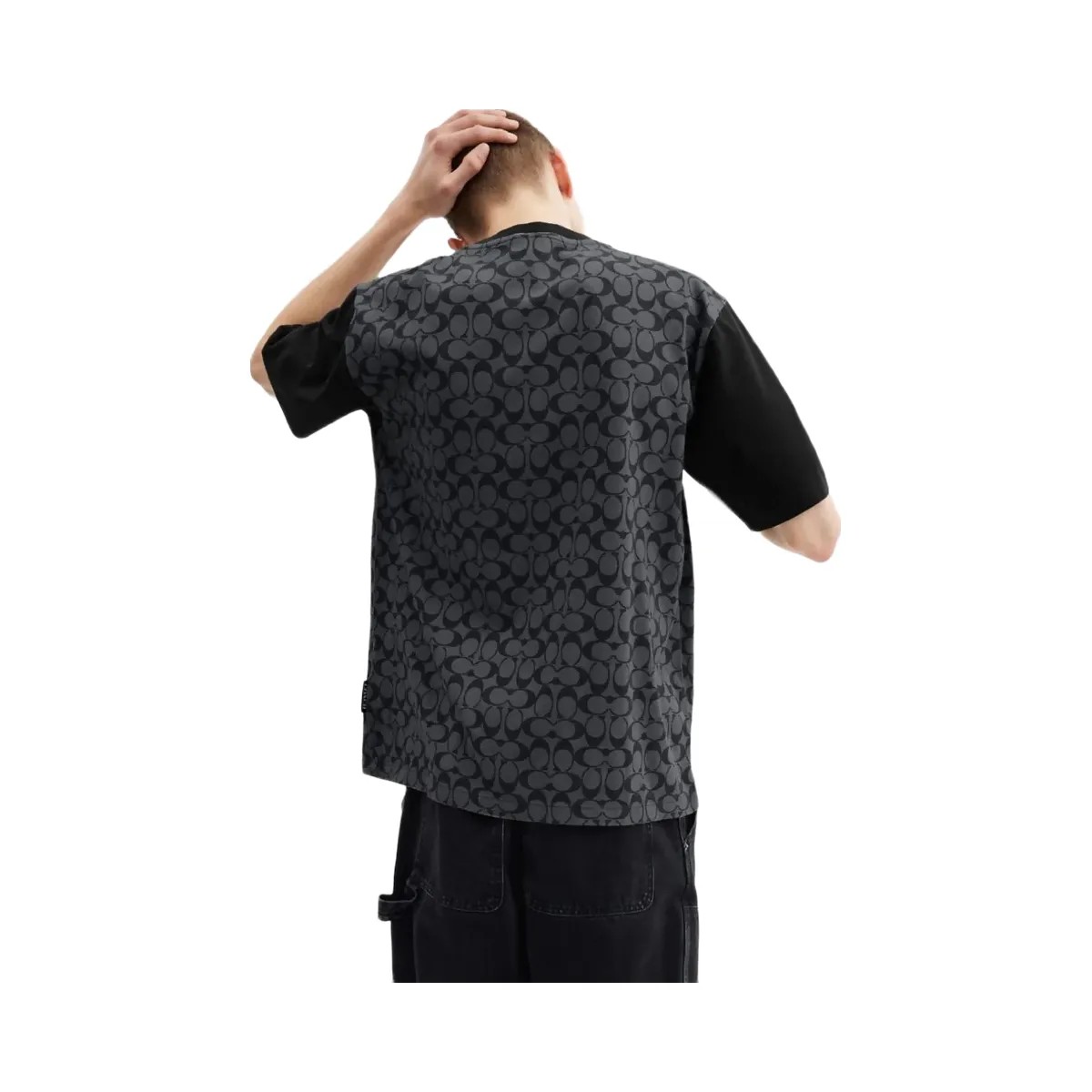 Coach Signature T Shirt In Organic Cotton Charcoal Signature - HypeFly India View 3