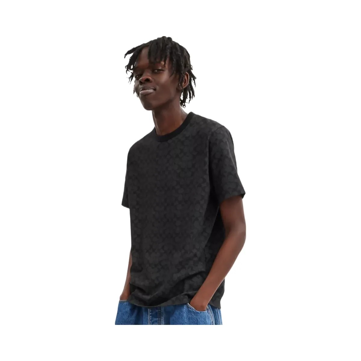 Coach Signature T-Shirt In Organic Cotton in Charcoal Signature - HypeFly India View 2