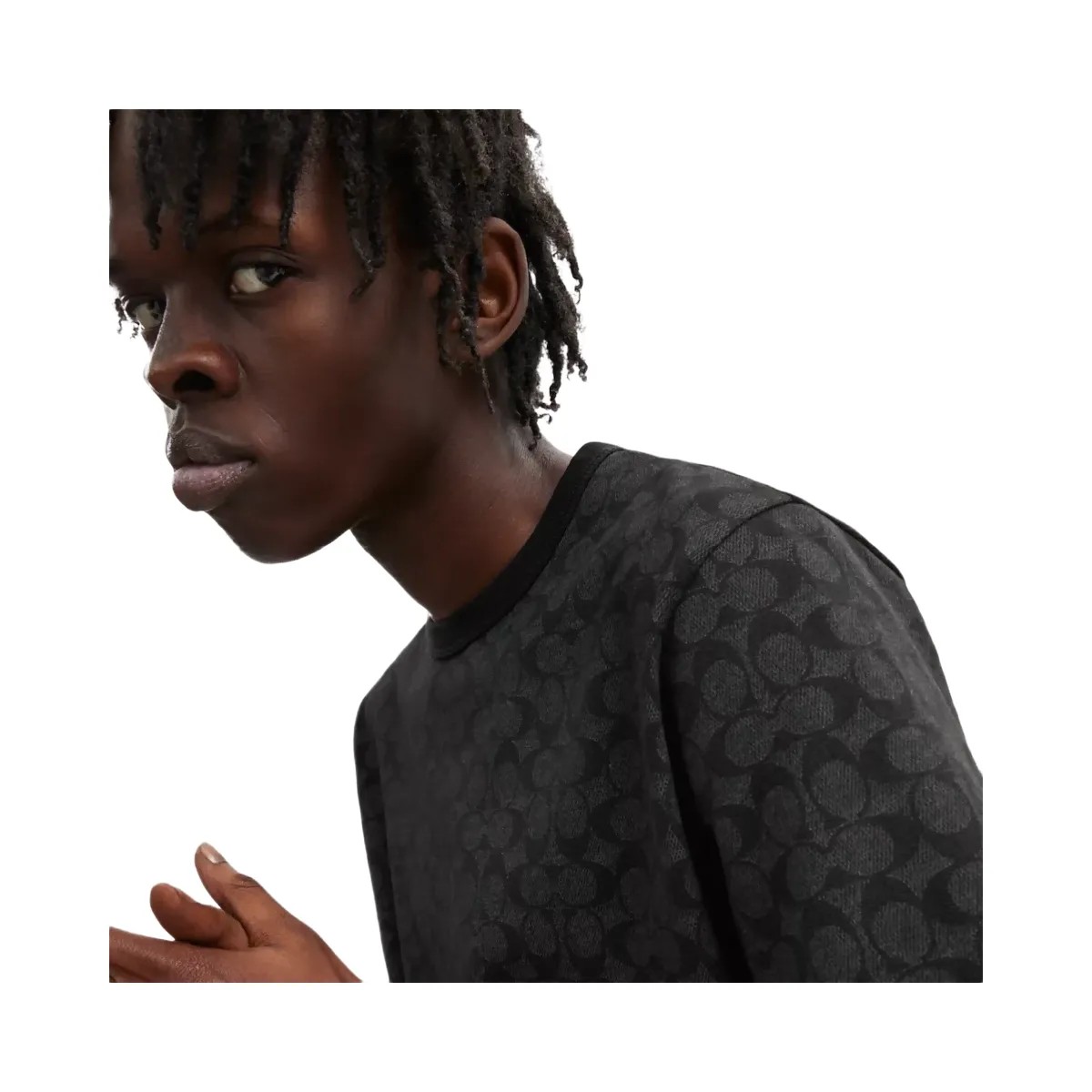 Coach Signature T-Shirt In Organic Cotton in Charcoal Signature - HypeFly India View 6