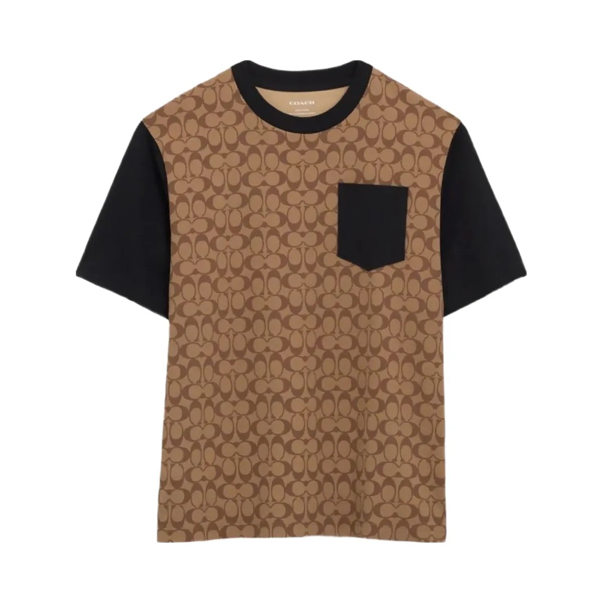Coach Signature T Shirt In Organic Cotton Khaki Signature - HypeFly India View 1
