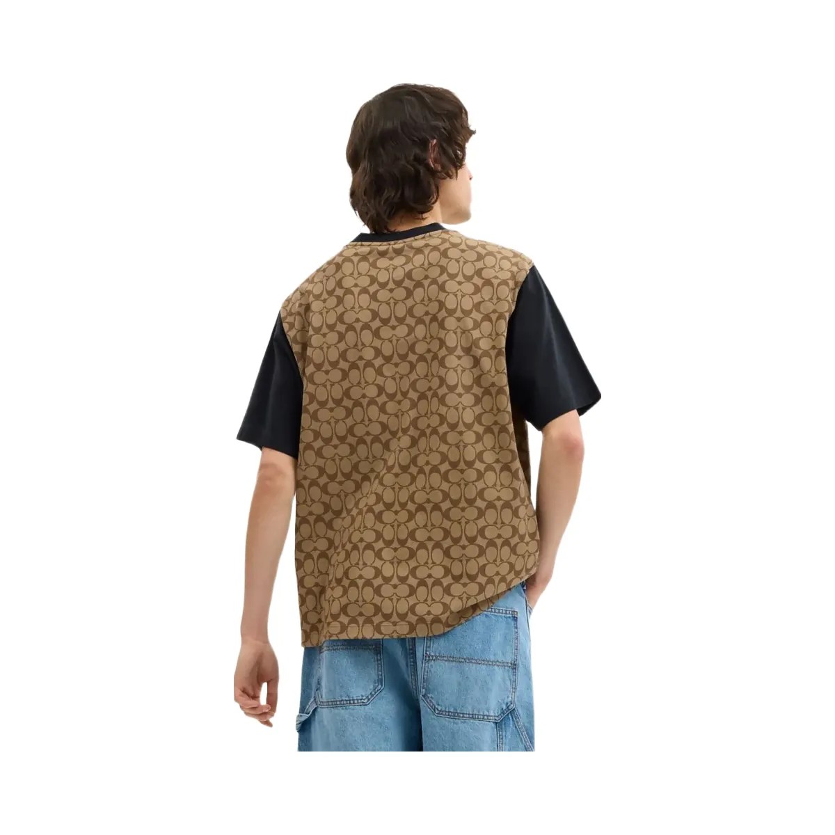Coach Signature T Shirt In Organic Cotton Khaki Signature - HypeFly India View 3