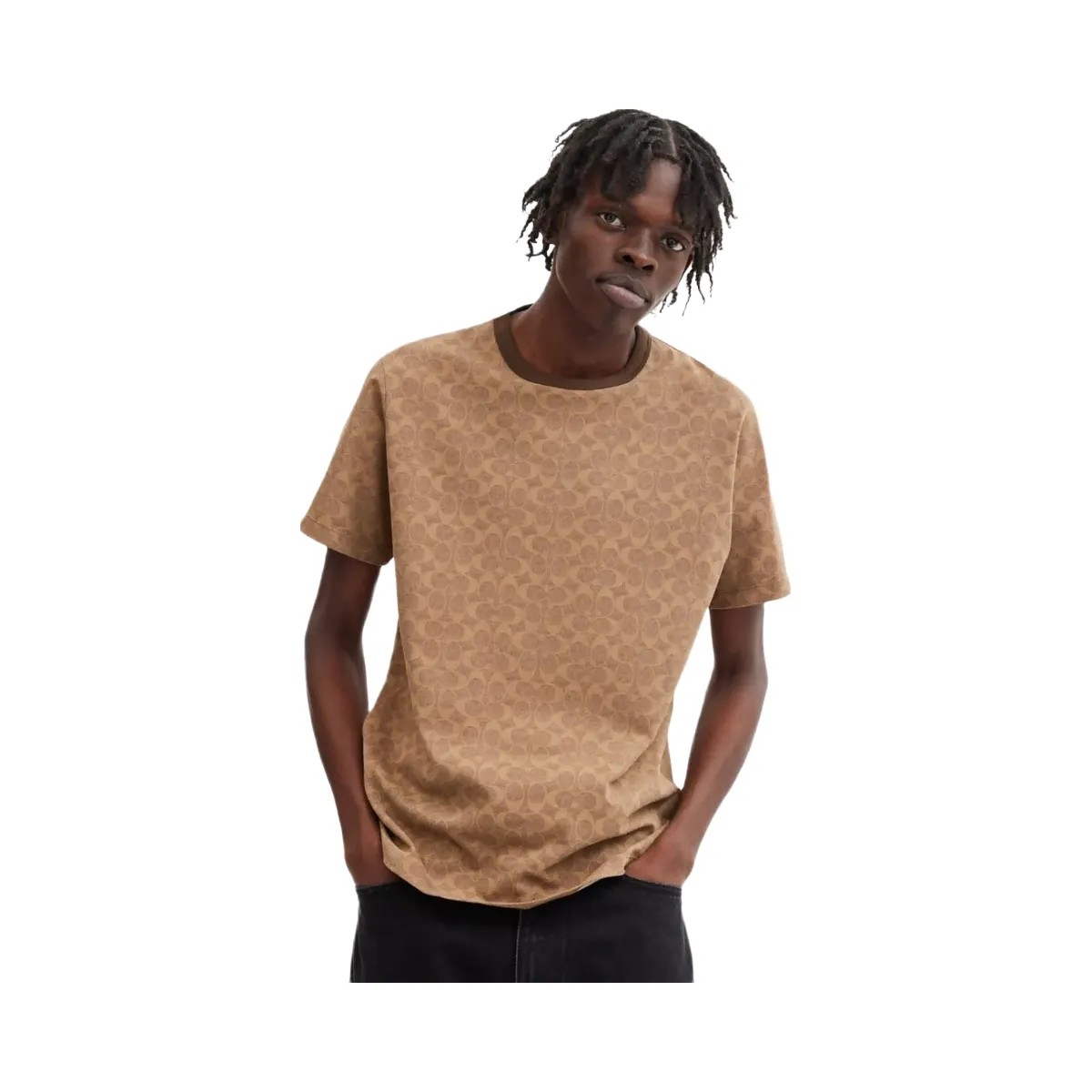 Coach Signature T Shirt In Organic Cotton Tan Signature - HypeFly India View 2