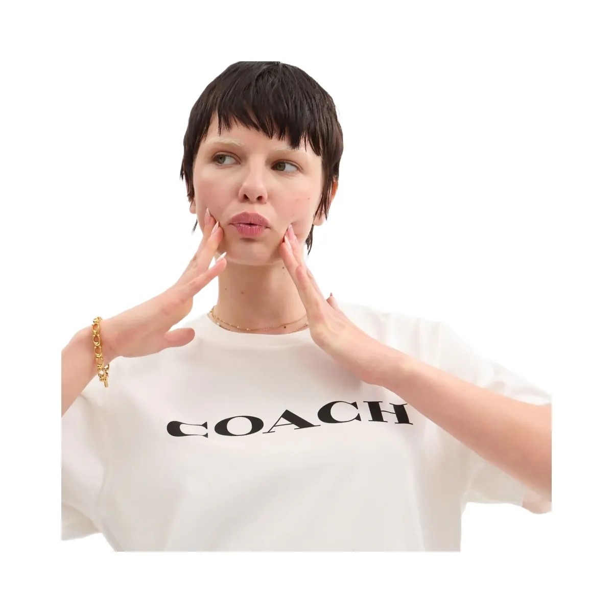 Coach Signature T Shirt In Organic Cotton White - HypeFly India View 4