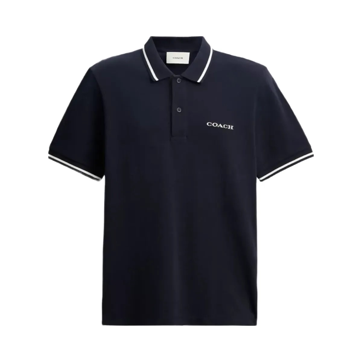 Coach Signature Trim Polo In Organic Cotton in Navy - HypeFly India View 1