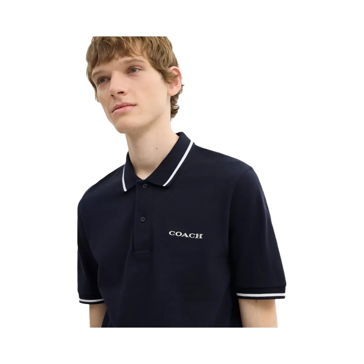 Coach Signature Trim Polo In Organic Cotton in Navy - HypeFly India View 4