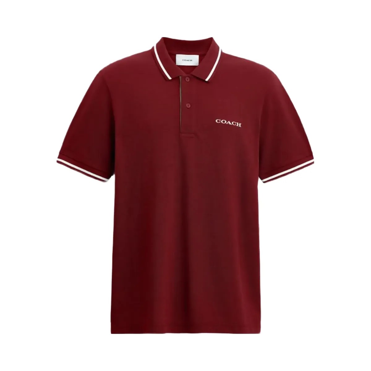 Coach Signature Trim Polo In Regenerative Cotton Syrah - HypeFly India View 1