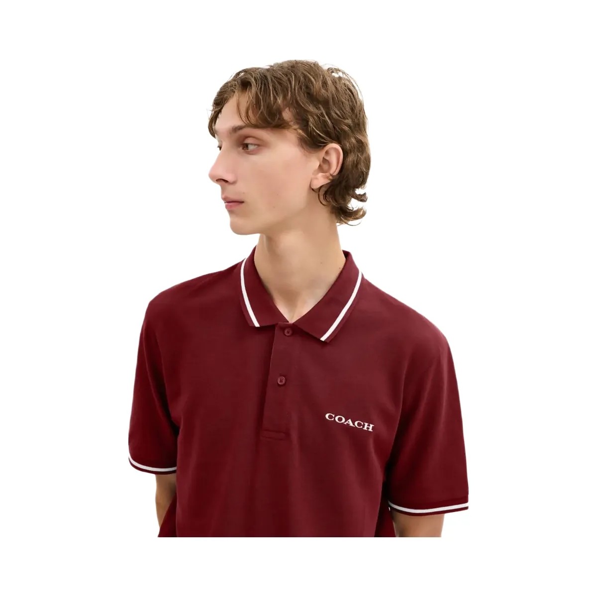 Coach Signature Trim Polo In Regenerative Cotton Syrah - HypeFly India View 4