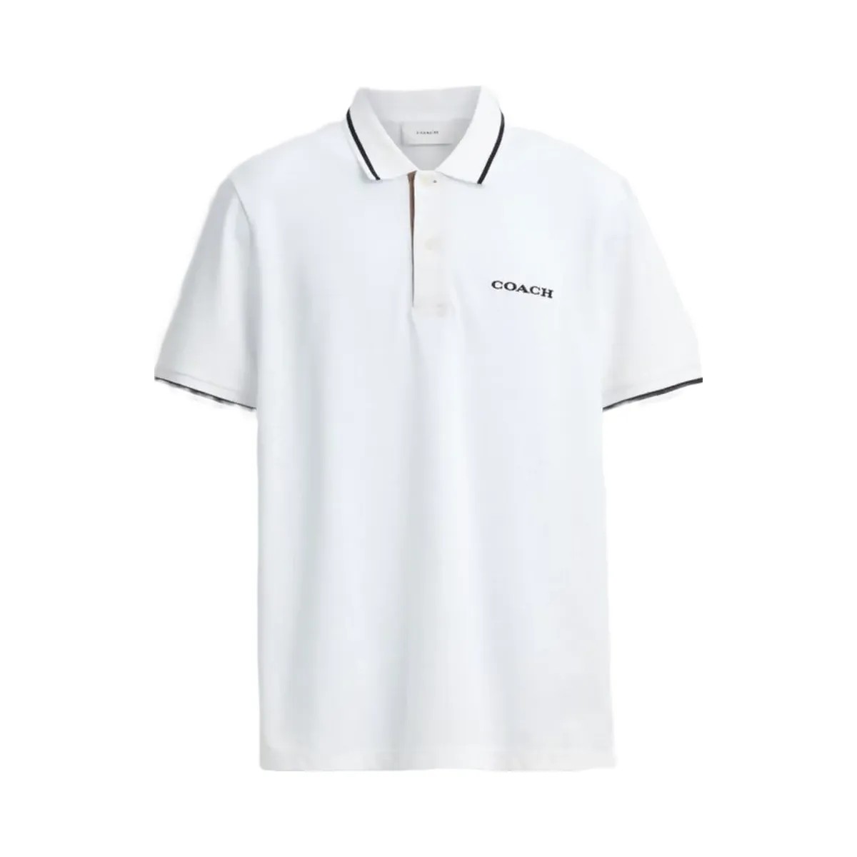 Coach Signature Trim Polo In Regenerative Cotton White - HypeFly India View 1