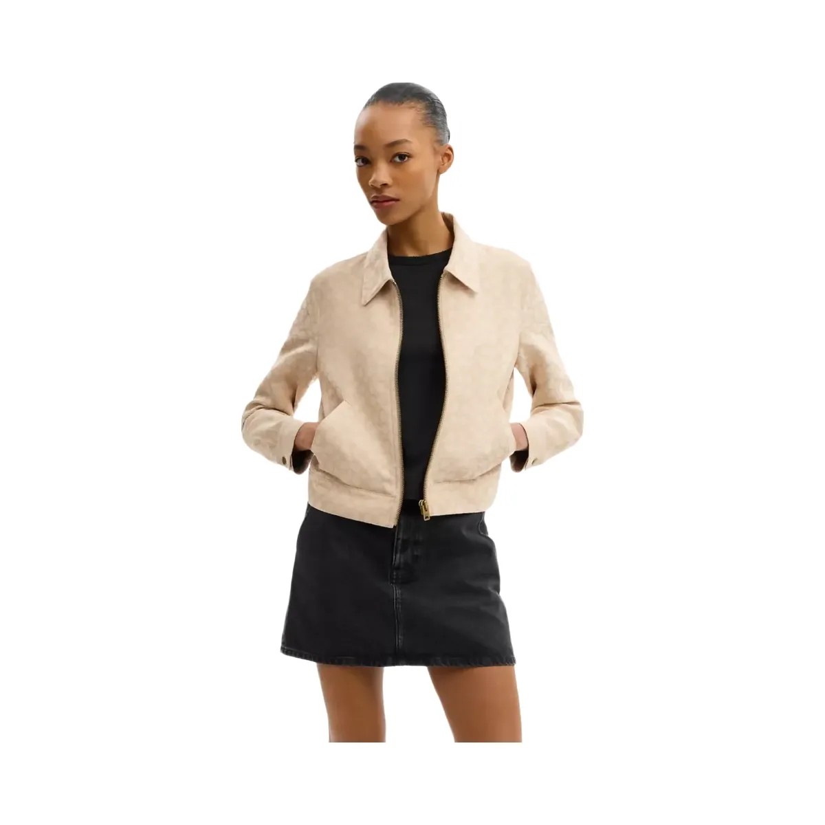 Coach Signature Zip Front Jacket in Light Khaki - HypeFly India View 2