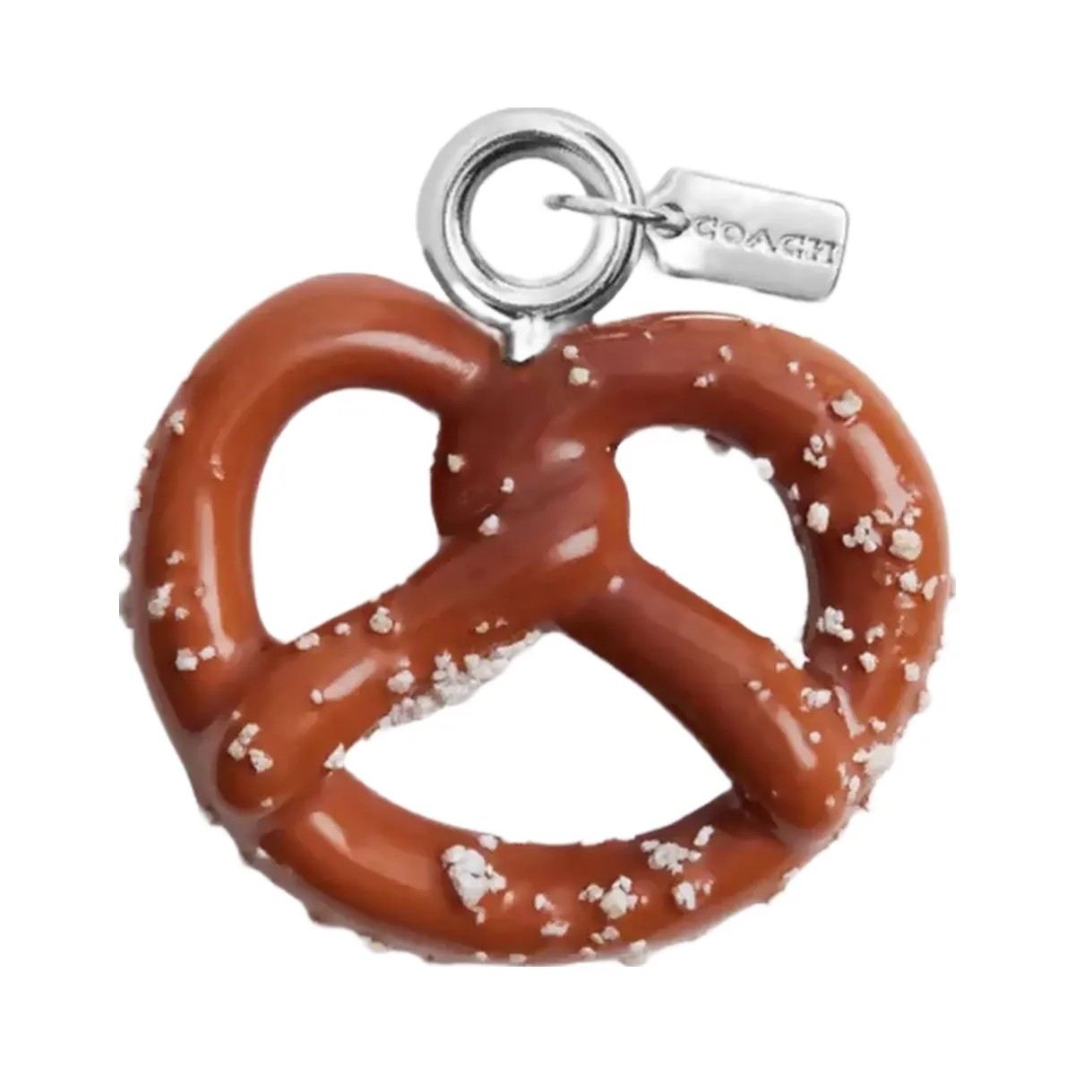 Coach Small Pretzel Shoe Charm in Silver Brown Multi - HypeFly India View 1