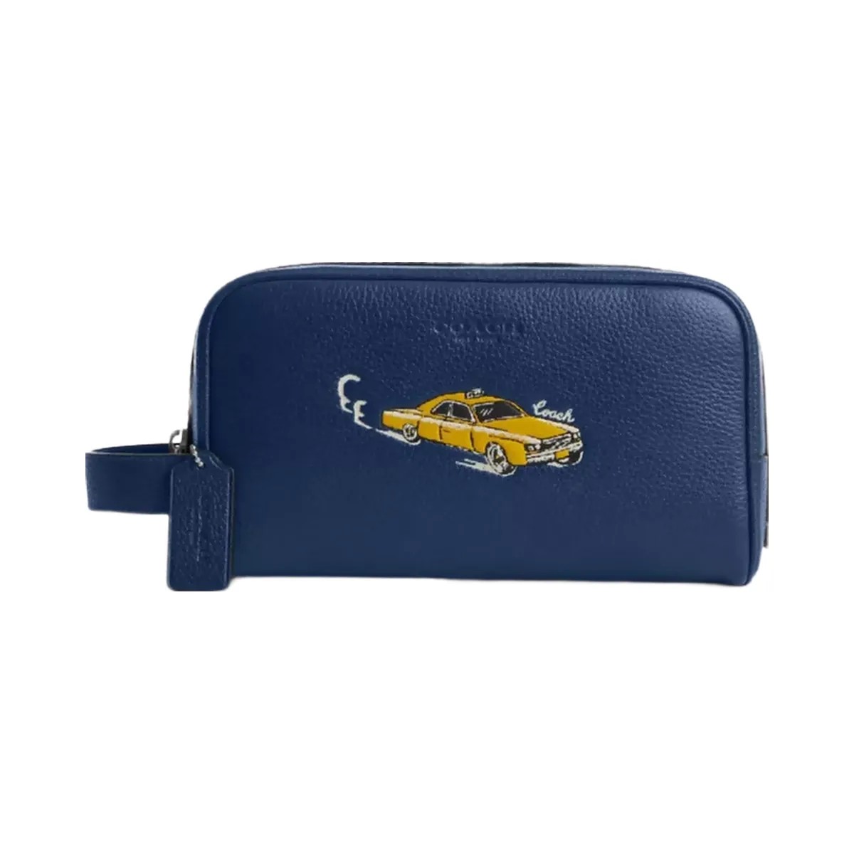 Coach Small Travel Kit With Car Print in Silver Deep Blue Multi - HypeFly India View 1