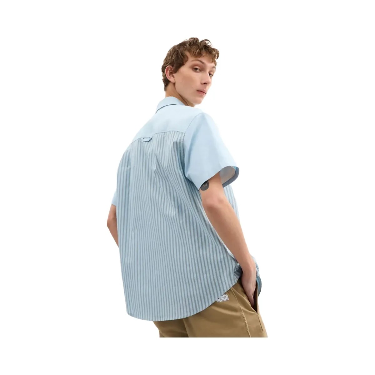 Coach Striped Mixed Media Oxford Shirt Blue Blue Multi - HypeFly India View 3
