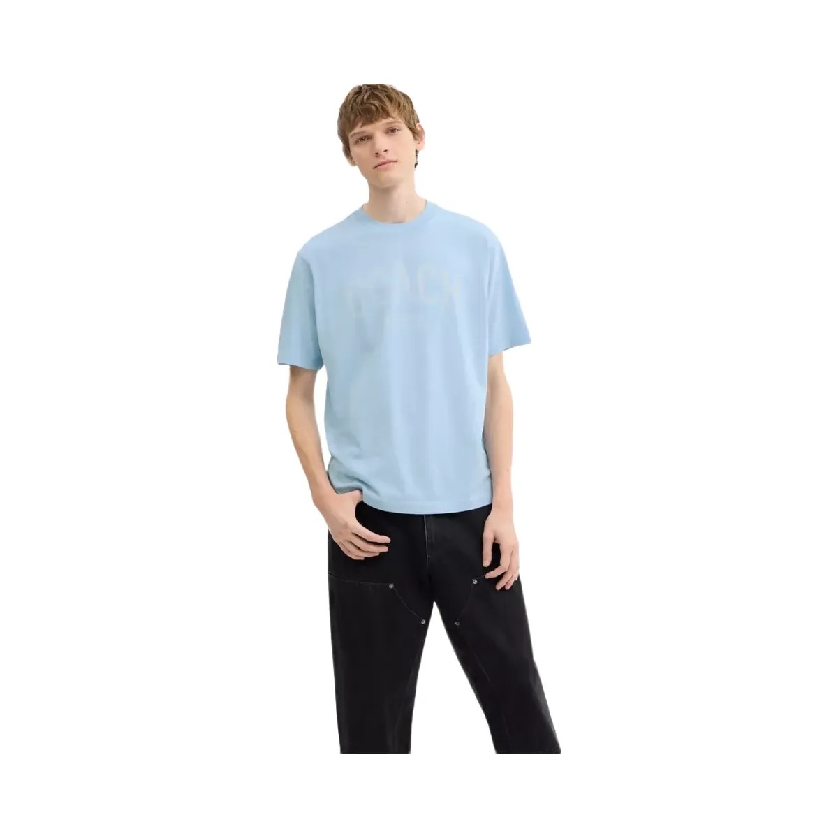 Coach Sun Fade Easy T-Shirt In Organic Cotton in Cerulean Light Blue - HypeFly India View 2