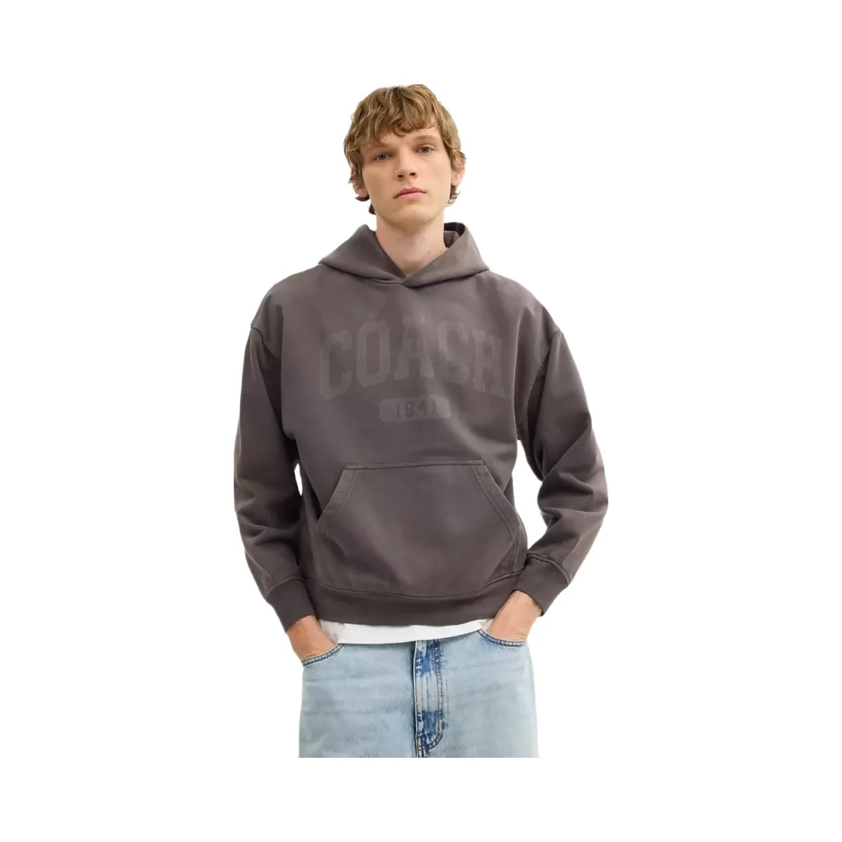 Coach Sun Fade Hoodie In Organic Cotton in Garment Dye Black - HypeFly India View 4